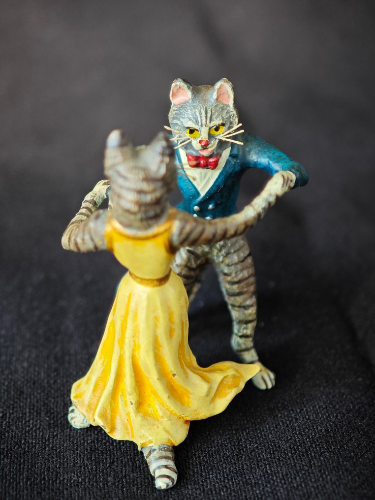 Fritz Bermann - Statuetta - Dancing Cats at the Ball - Bronzo verniciato a freddo #1.0
