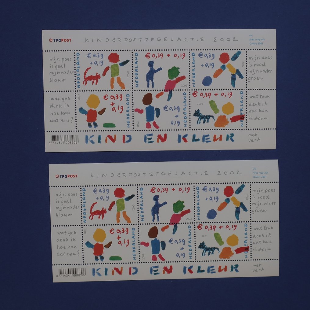 Ολλανδία 2002 - 2x Kindblok Fosfor παραλλαγή 1x DOF 1x κανονικό κάτω από UV-(fosfor) Λάμπα. - NVPH 2114 #3.2