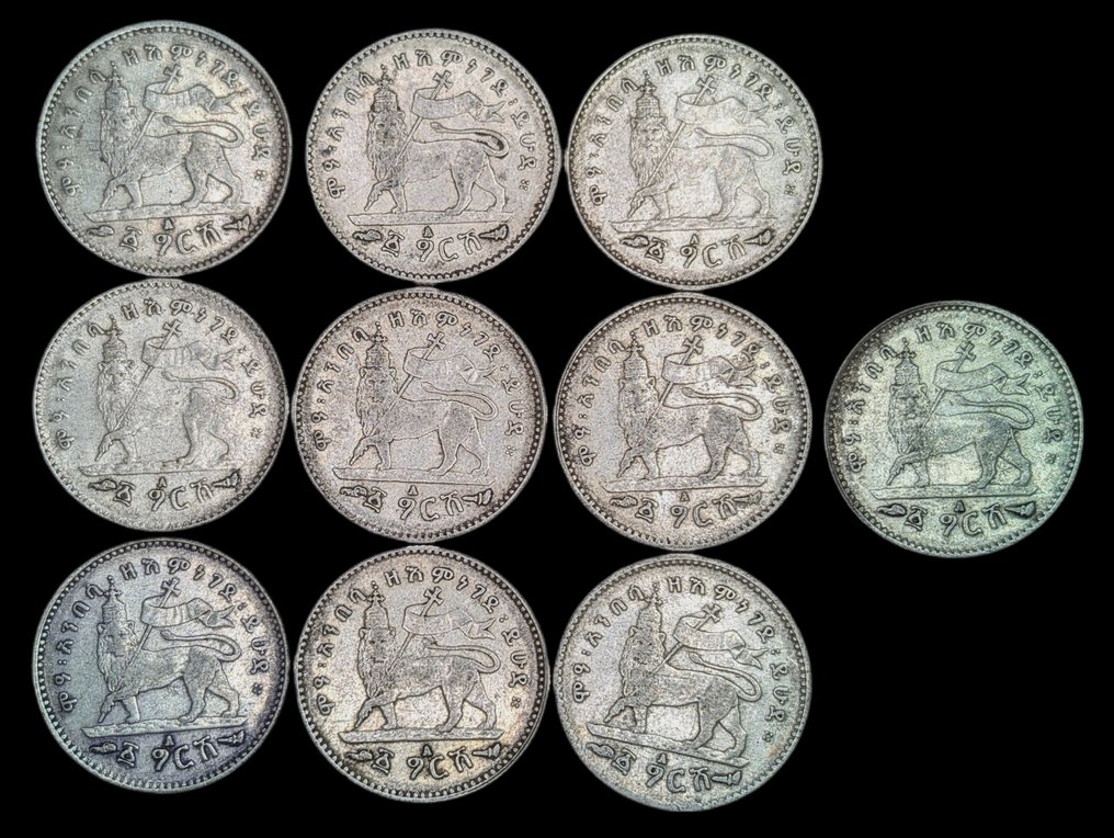 埃塞俄比亚. Menelik II. 1 Gersh 1895 (1903-1928) Silver 10 coins  (没有保留价) #1.0