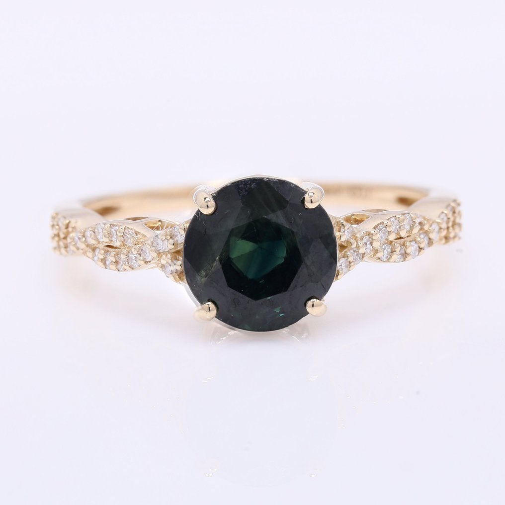 No reserve price - Ring - 14 kt. Yellow gold -  2.51ct. tw. Sapphire - Diamond #1.0