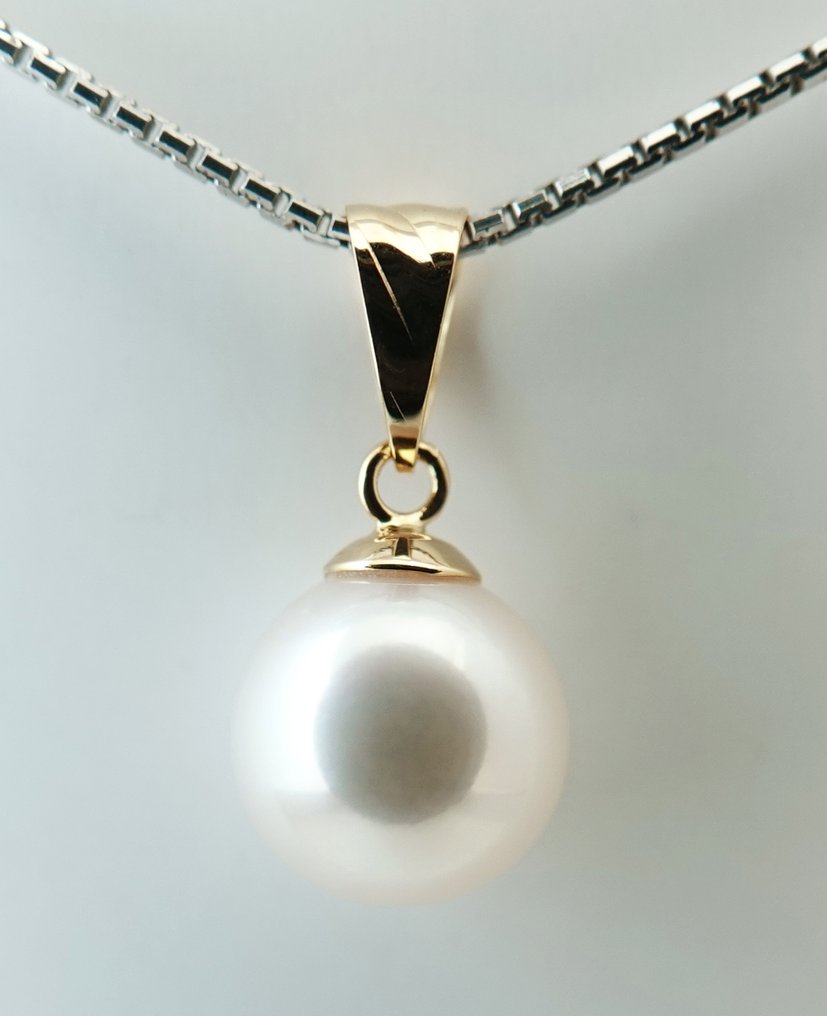 χωρίς τιμή ασφαλείας - Κρεμαστό κόσμημα - 18 καράτια Κίτρινο χρυσό Μαργαριτάρι - Akoya, στρογγυλό, 8,58 χλστ. #3.2