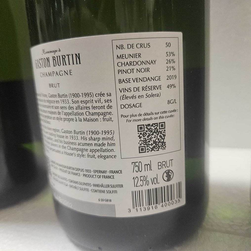 Maison Burtin Depuis 1933, Hommage à Gaston Burtin - Champán Brut - 3 Botella (0,75 L) #3.2