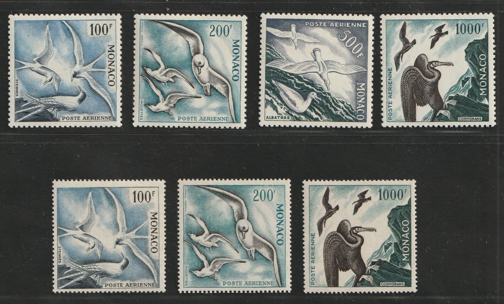 Monaco 1955/1957 - 2 set completi Airmail: Seebirds - Yvert Bloc PA55/PA58, PA66/PA68 #1.0