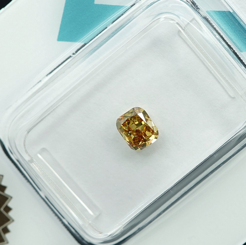 1 pcs Diamant (Couleur naturelle) - 0.52 ct - Coussin - Fancy Jaune - SI2 - International Gemological Institute (IGI) #4.3