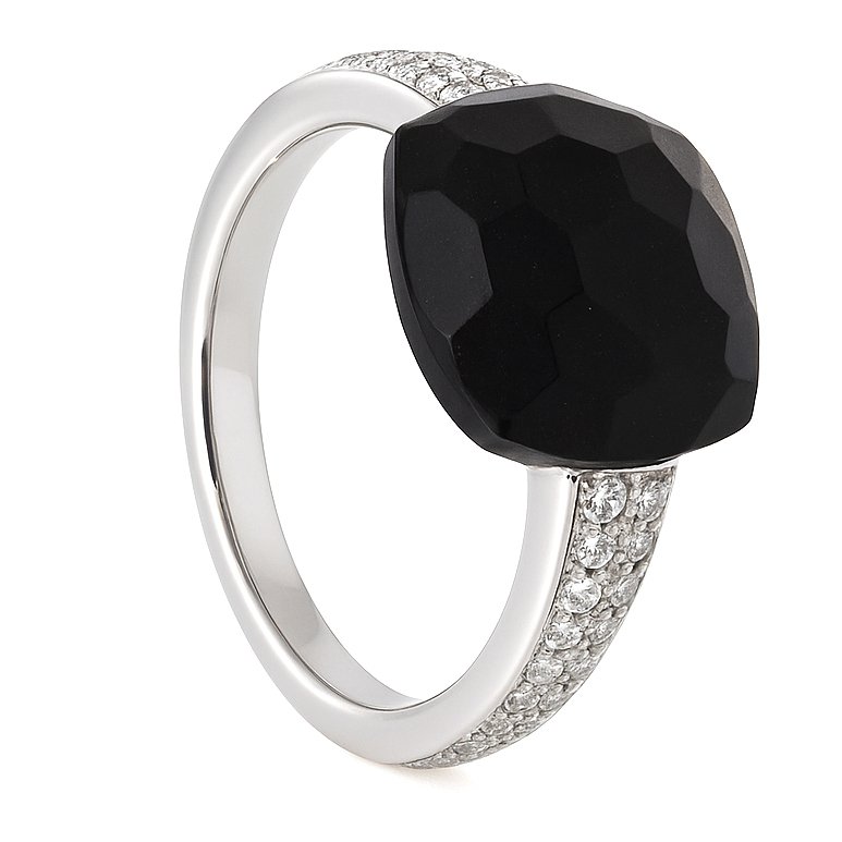 戒指 - 18K包金 白金 -  7.82ct. tw. 缟玛瑙 - 钻石 #1.0