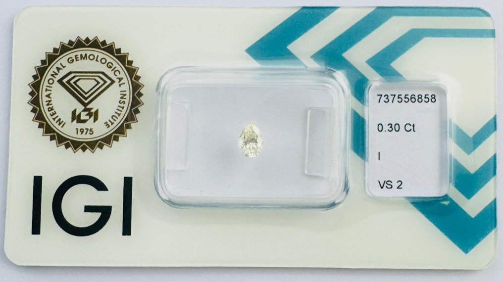 没有保留价 - 1 pcs 钻石  (天然)  - 0.30 ct - 梨形 - I - VS2 轻微内含二级 - 国际宝石研究院（IGI） #1.0