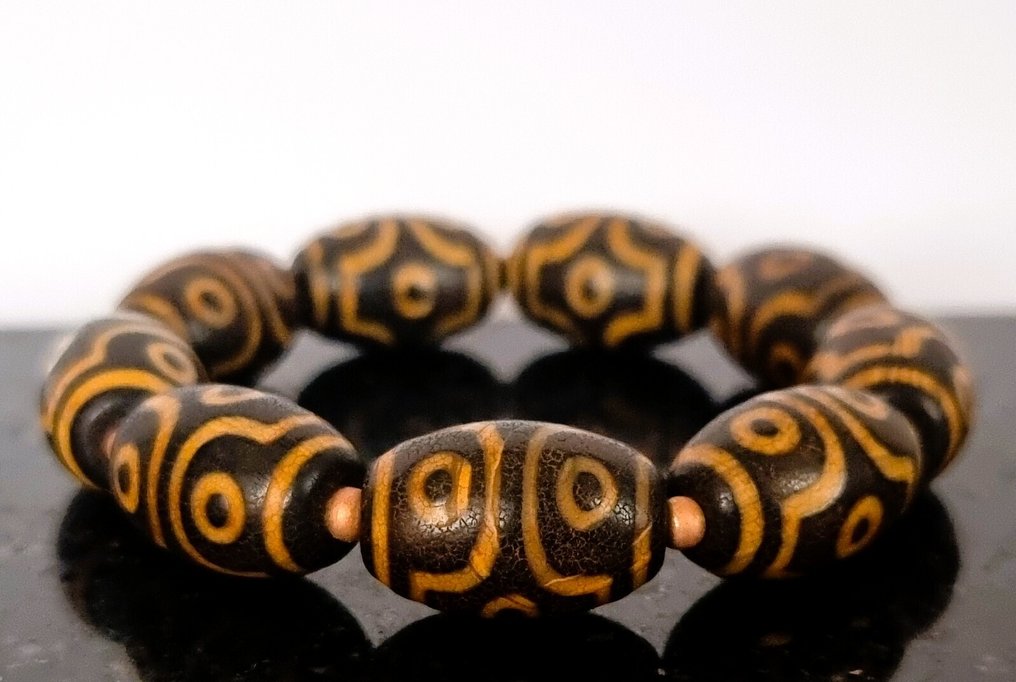 Énergie Intemporelle - Αγκάτη Ταϊβάν Βραχιόλι βουδιστικό - dZi - Αγιασμένο με 6 Μάτια - Συναισθηματική αρμονία και έλεγχος των- 60.93 g #2.1