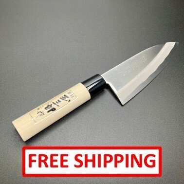 越後玉三郎(Echigo Tamasaburo) Handcrafted by master artisans - 厨刀 - 出刃包丁(Deba knife) - 免费送货 - 不锈钢, 木 - 日本 #1.0