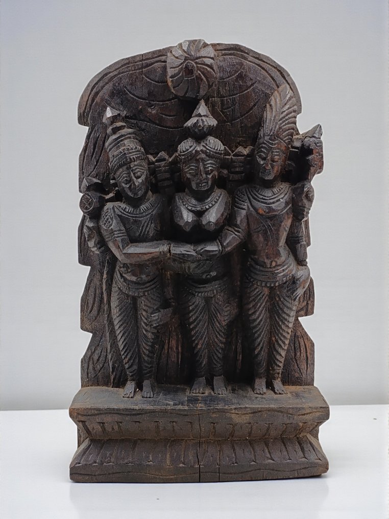 Relief, Hochzeit von Shiva und Parvati - Tamil Nadu - 28 cm - Holz #1.0
