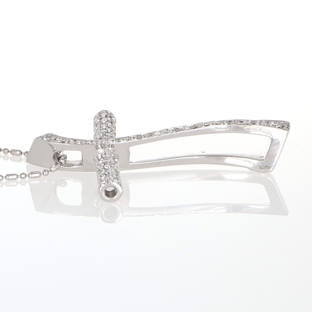 Zonder Minimumprijs - Ketting met hanger - 18 karaat Witgoud Diamant (Natuurlijk) #3.2