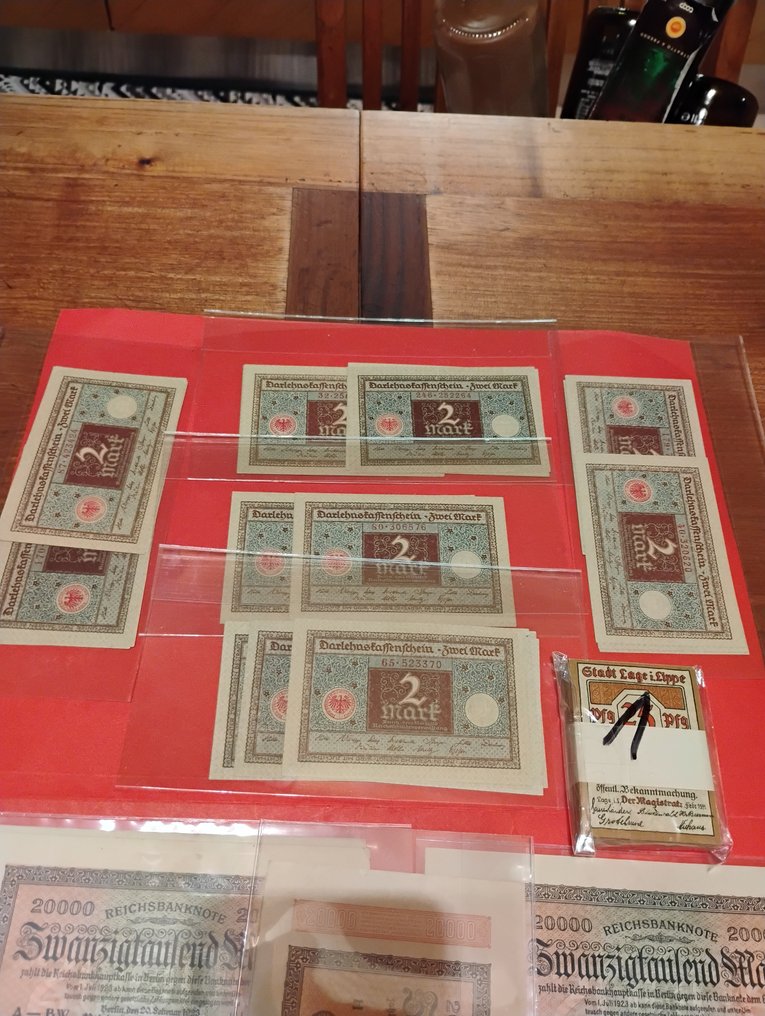 德國. - 185 banknotes / 40 x 2 Mark - 45 x 20000 Mark - 100 x 25 Pfenning. - various dates (沒有保留價) #1.0