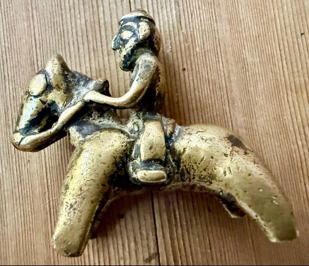 Koń i jeździec z sztuki plemiennej Khandoba? - Mosiądz - Indie - XVIII-XIX wiek #1.0