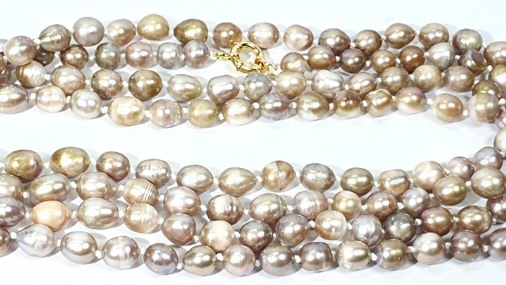 Luonnolliset kultaiset helmet - luonnollinen väri - erittäin pitkät - puhtauden symboli - erittäin - Kaulakoru #4.3