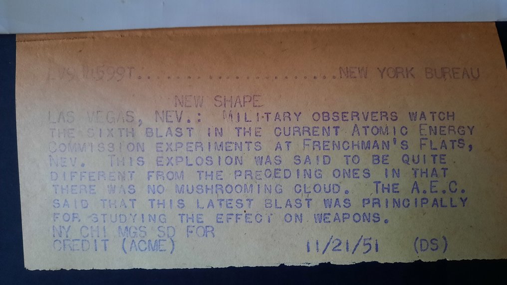 ACME - 3 Photographies Teste Nucleaires Charlestone,Las Vegas,Nevada 1951 #3.2