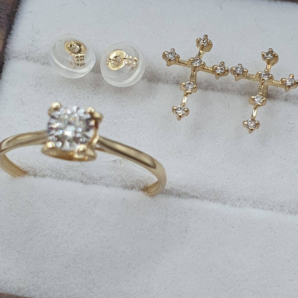 沒有保留價 - 兩件珠寶套裝 - 18 克拉 黃金 - 0.20ct. tw. 鉆石 (天然) #1.0