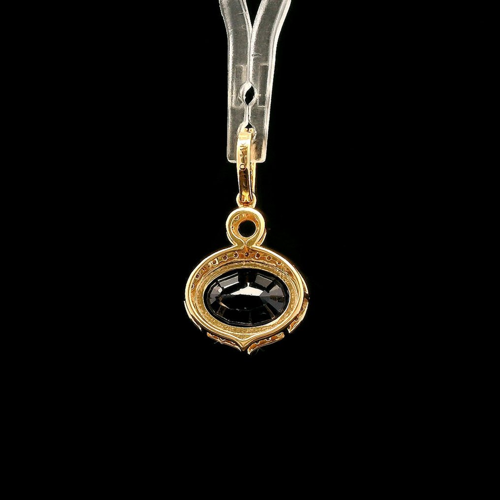 Nincs minimálár - Függő - 14 kt. Sárga arany - 2.98ct. tw. Zafír - Gyémánt #4.3