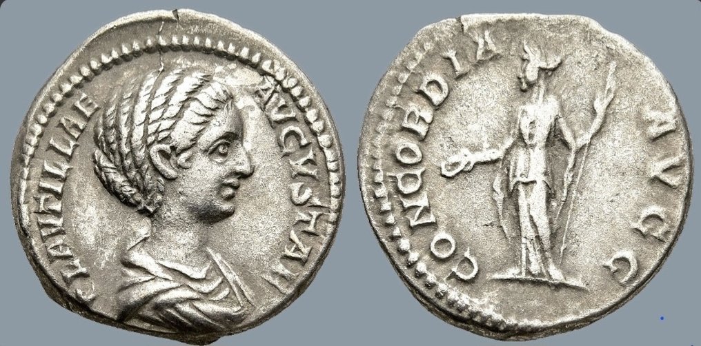 Römisches Reich. Plautilla († 212 n.u.Z.). Denarius Rome - CONCORDIA AVGG #2.1