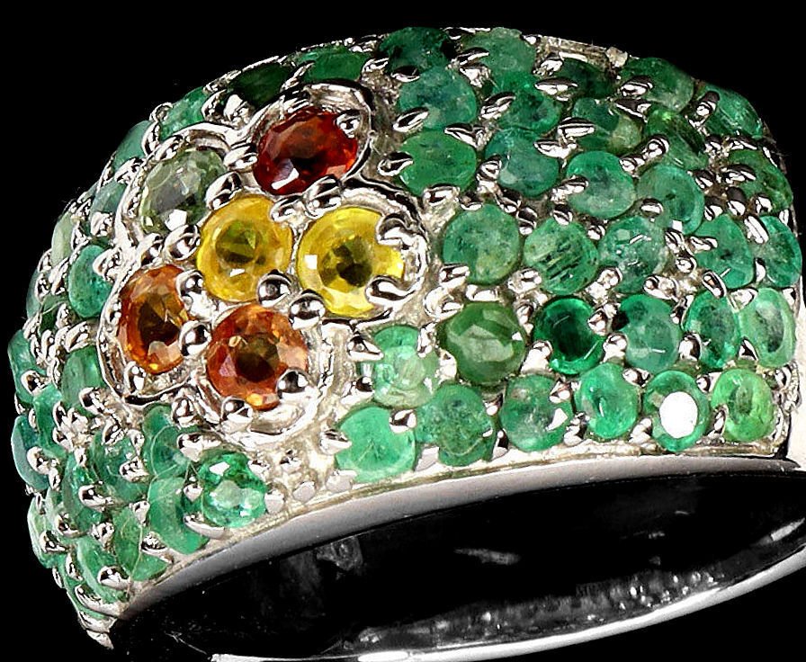 Zonder Minimumprijs - Ring 925 sterling zilver - 8.70ct. tw. Saffier - Smaragd - cocktailring #4.3