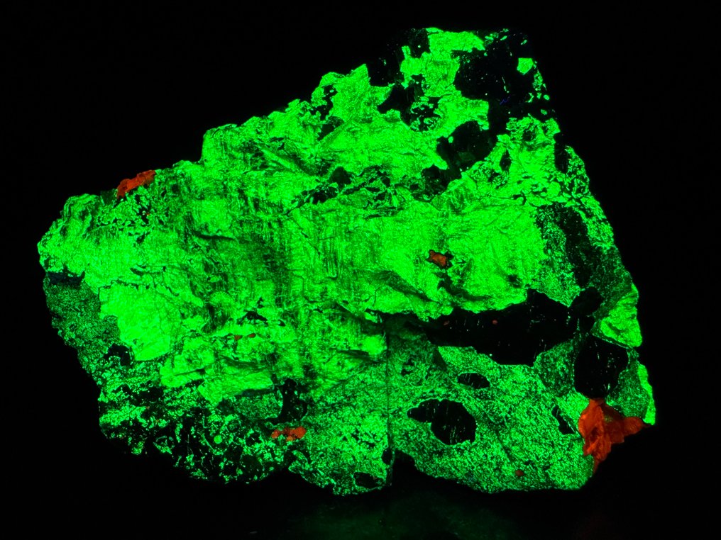 Piesă mare, masivă și strălucitoare de willemit și calcit. Fluorescent - Înălțime: 10 cm - Lățime: 7 cm- 405 g #1.0