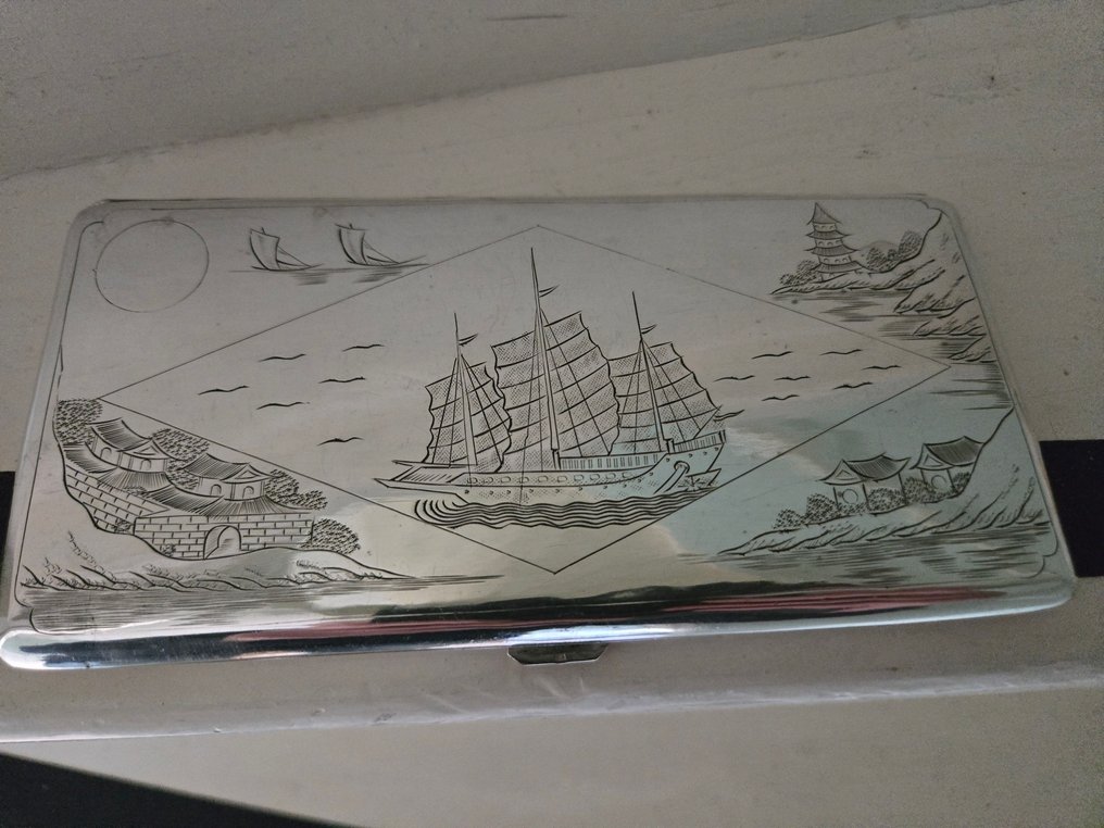 Cigarette case - .900 silver - Chinese Export Silver #1.0