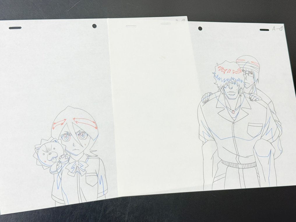 Studio Pierrot - 2 张原始动画绘图（相同场景） - Bleach (2004/12) #1.0