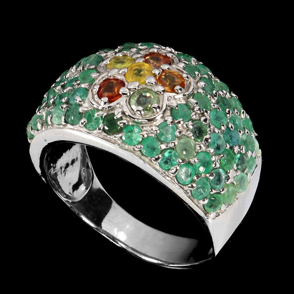 Zonder Minimumprijs - Ring 925 sterling zilver - 8.70ct. tw. Saffier - Smaragd - cocktailring #2.1