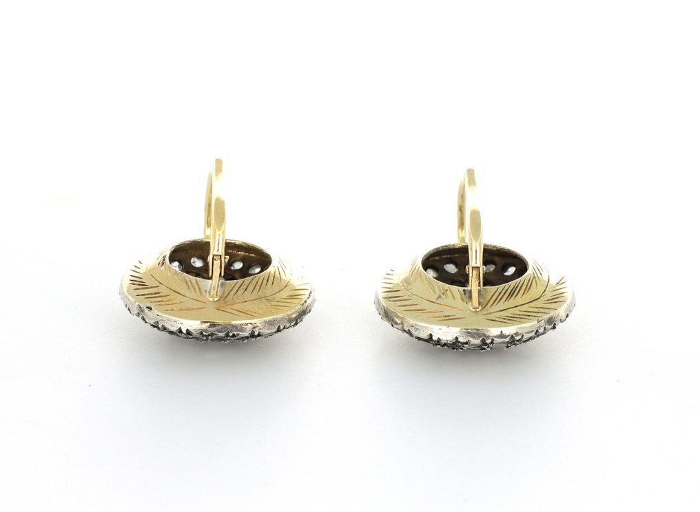 Nincs minimálár - Drop fülbevaló - 14 kt. Sárga arany, Ezüst - 3.60ct. tw. Gyémánt (Természetes) #2.1