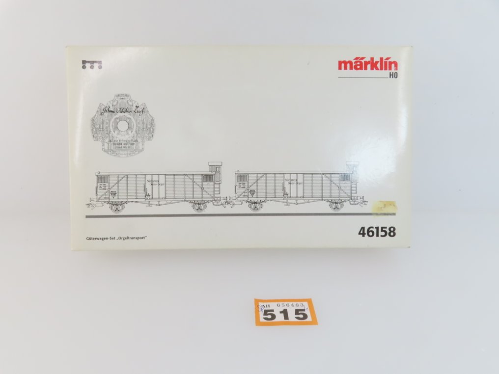 Märklin H0 - 46158 - Σετ τρένου μοντελισμού μεταφοράς εμπορευμάτων (1) - Σετ δύο τεμαχίων φορτηγών βαγονιών «Μεταφορά Εκκλησιαστικών Οργάνων» με κλειστά φορτηγά βαγόνια με - DR (DRB) #4.3