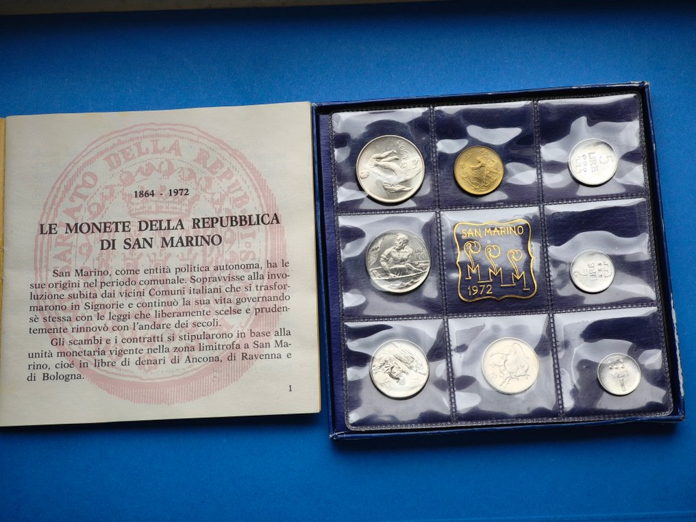 Σαν Μαρίνο. 10 Year Sets, incl. Silver 500 Lire 1972-1984 (χωρίς τιμή ασφαλείας) #2.1