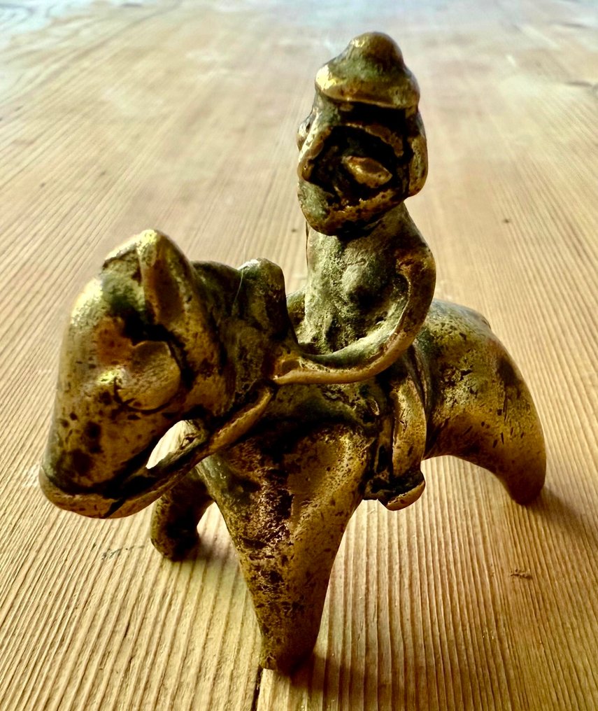 Koń i jeździec z sztuki plemiennej Khandoba? - Mosiądz - Indie - XVIII-XIX wiek #3.2