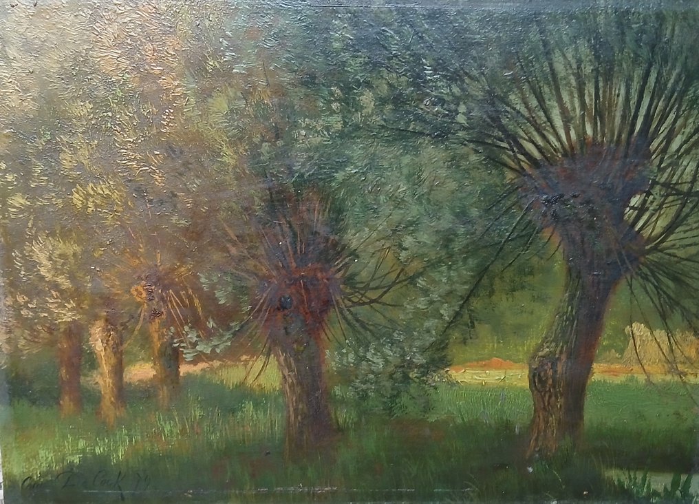 Cesar de Cock (1823-1904) - Zomers licht in knotwilgen - Sint-Martens-Latem of Deurle #1.0