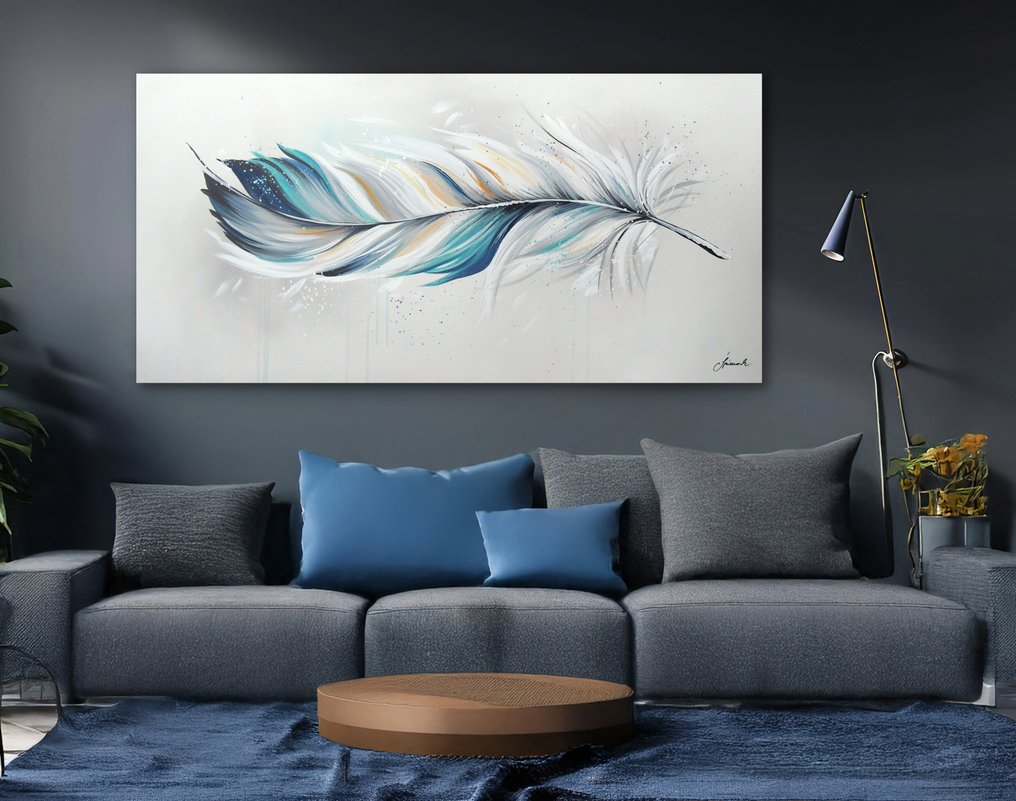 Monika Spiewak - Feather - XXL - Oil Painting Stretched On The Frame - Ready To Hang - 1/1 Unique Piece #1.0