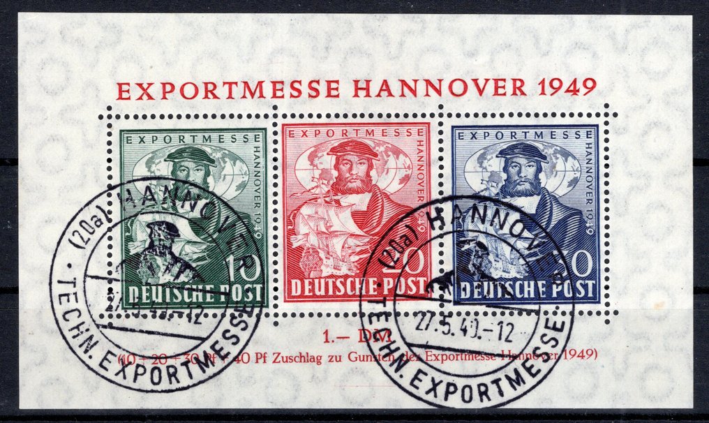 Συμμαχική Κατοχή - Γερμανία (Αμερικανική και βρετανική ζώνη) 1949 - Έλεγχος μπλοκ έκθεσης εξαγωγής - Michel Block 1 a #1.0