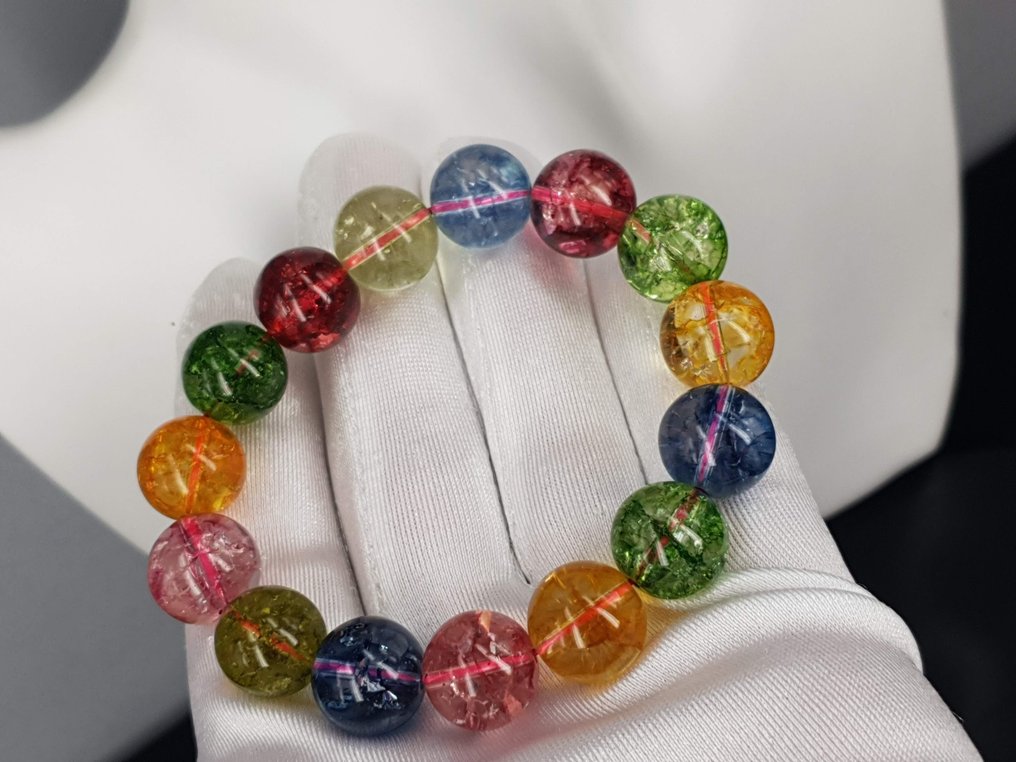 Tourmaline φυσικός πολύτιμος λίθος Μήκος: 16 εκ. - 16,5 εκ. / Χωρίς ελάχιστη τιμή / Δωρεάν αποστολή - Βραχιόλι #4.3