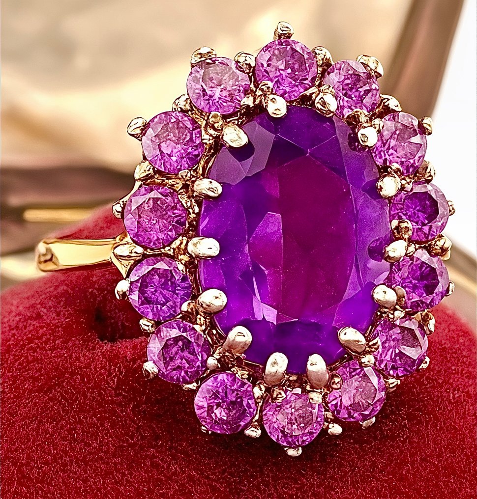 Senza prezzo di riserva - Anello - 9 kt Oro giallo, Argento Ametista - Ametista #2.1