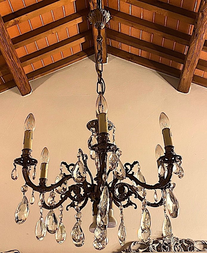 Lysekrone - Messing, Glas, Krystal - 6 braccia + 2 spot #4.3