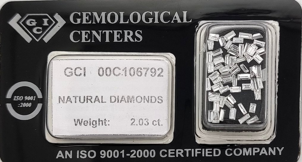 没有保留价 - 61 pcs 钻石  (天然)  - 2.03 ct - 锥形 - D (无色), E - VS1 轻微内含一级 - 以色列宝石中心（G.C.I.） - Baguette 和锥形 #3.2