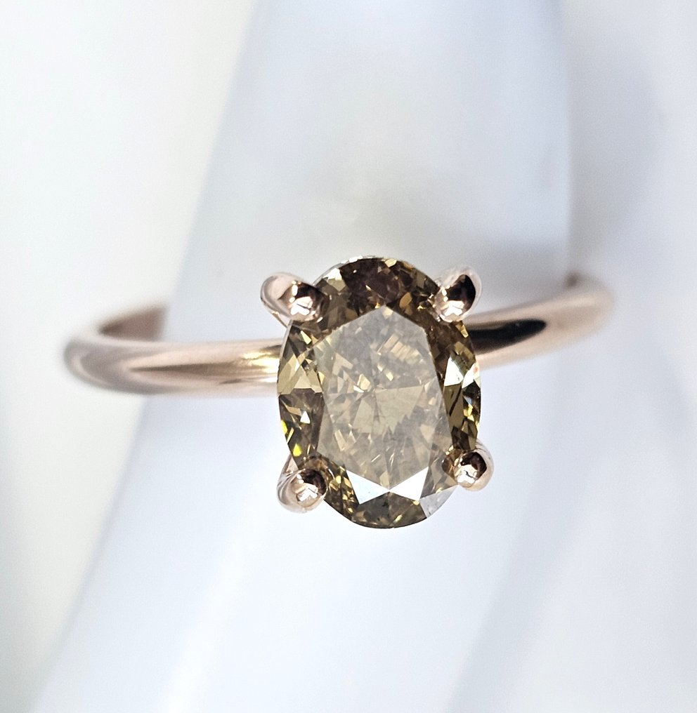 Sans prix de réserve - Bague - 14 carats Or rose -  2.00ct. tw. Diamant (Naturelle) - Diamant - Jaune brun vif et sophistiqué #1.0