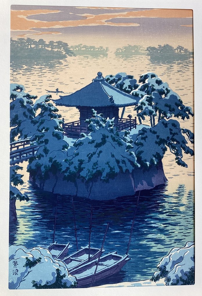 "Yuki no Matsushima" 雪の松島 ("Snow at Matsushima"), published by Unsodo - Kasamatsu Shiro (1898-1991) - 日本 #1.0