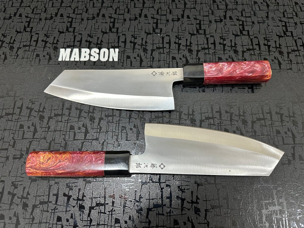 Cleaver - Μαχαίρι κουζίνας - Chef's knife - Χειροποίητο ειδικό μαχαίρι σε D2 ατσάλι, Ιαπωνικά σεφ μαχαίρια. - Εργονομική Ανάμεικτη Πολύχρωμη Ρητίνη Χειρολαβή - Ιαπωνία #1.0