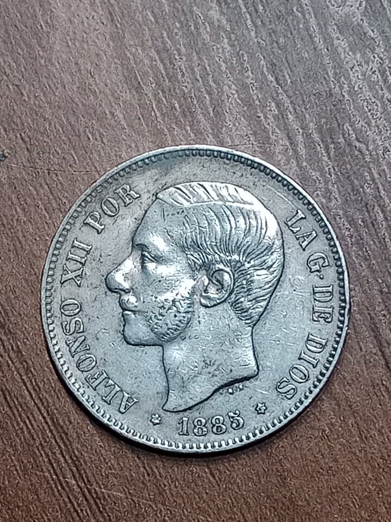 Spanien. Alfonso XII. 5 Pesetas 1885 (*18-85) MSM (Ingen mindstepris) #1.0