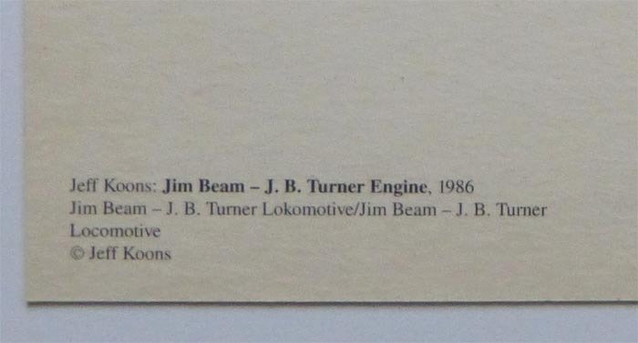 Jeff Koons (1955) - hand signiert - Jim Beam J.B. Turner Engine - Seltene Kunstpostkarte #3.2