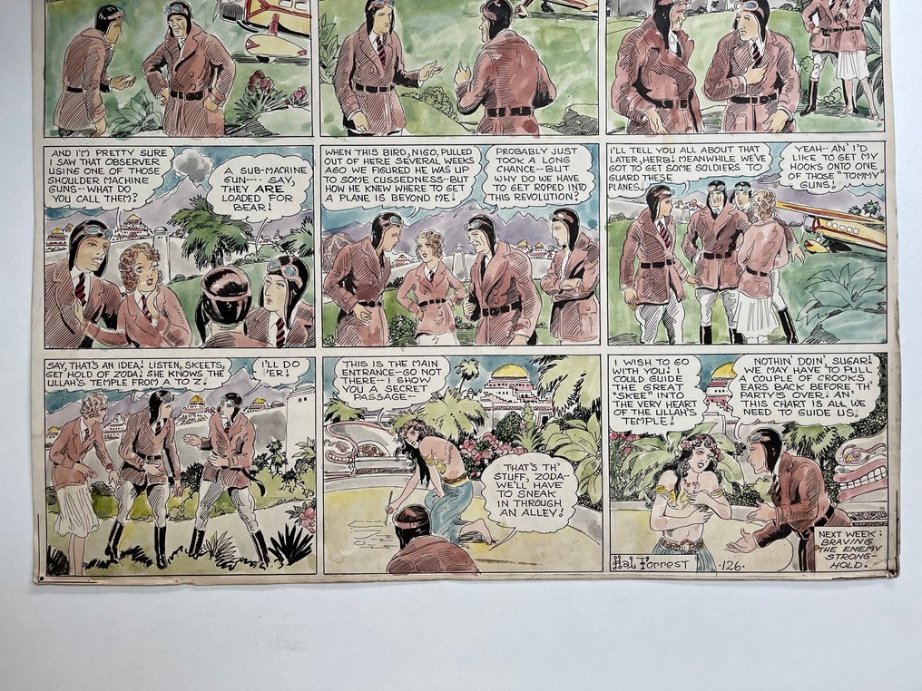 Hal Forrest - 1 Original colour drawing - Tailspin Tommy - Progress of Flight - signed - 1930 #1.0