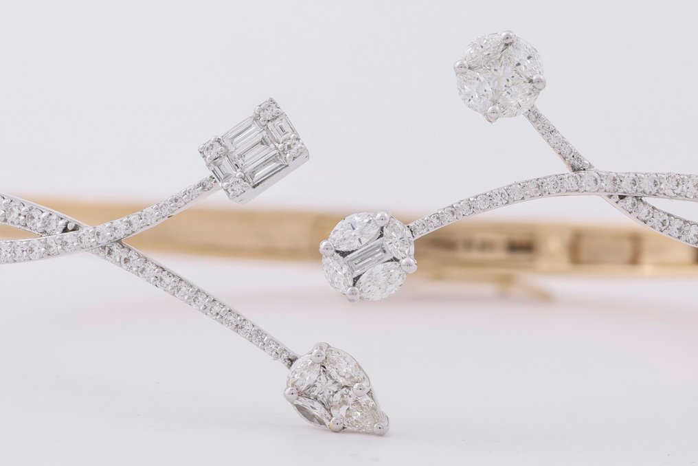 手镯 - 18K包金 黄金, 镀铑 - 1.71ct. tw. 钻石 (天然) #2.1