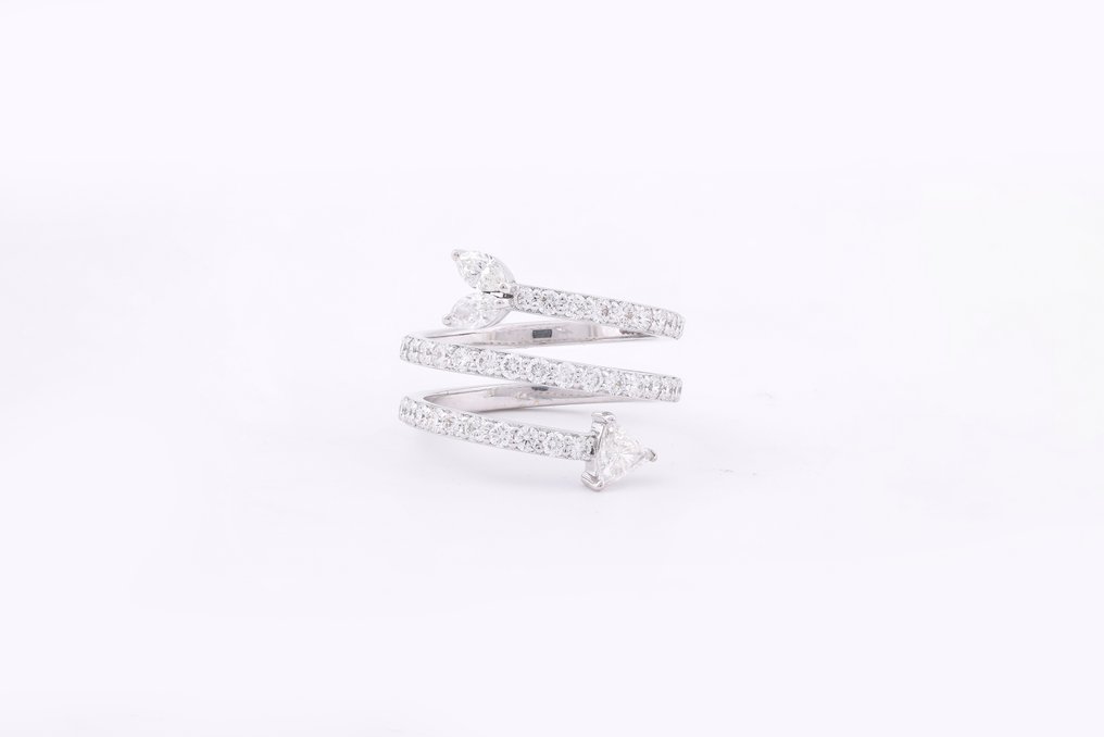 戒指 - 18K包金 黄金, 镀铑 -  1.29ct. tw. 钻石 (天然) #1.0