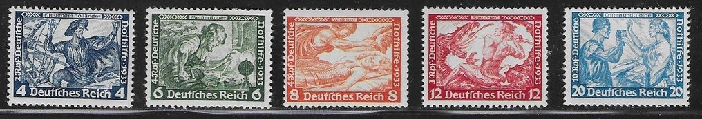 Det tyske keiserrike 1933 - Wagner, Nothilfe, signert - Michel 499 A / 507 A, 500 B, 502 B / 505 B #4.3