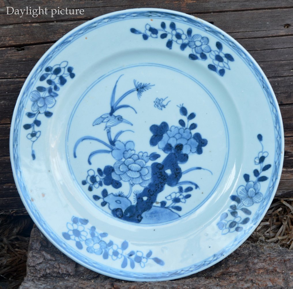 两只中国青花瓷‘花卉’盘和‘莲花池’盘(3)- 无底价 - 瓷 - 中国 - 清朝(大清),乾隆时期(1735-1796,乾隆),18世纪 #3.2