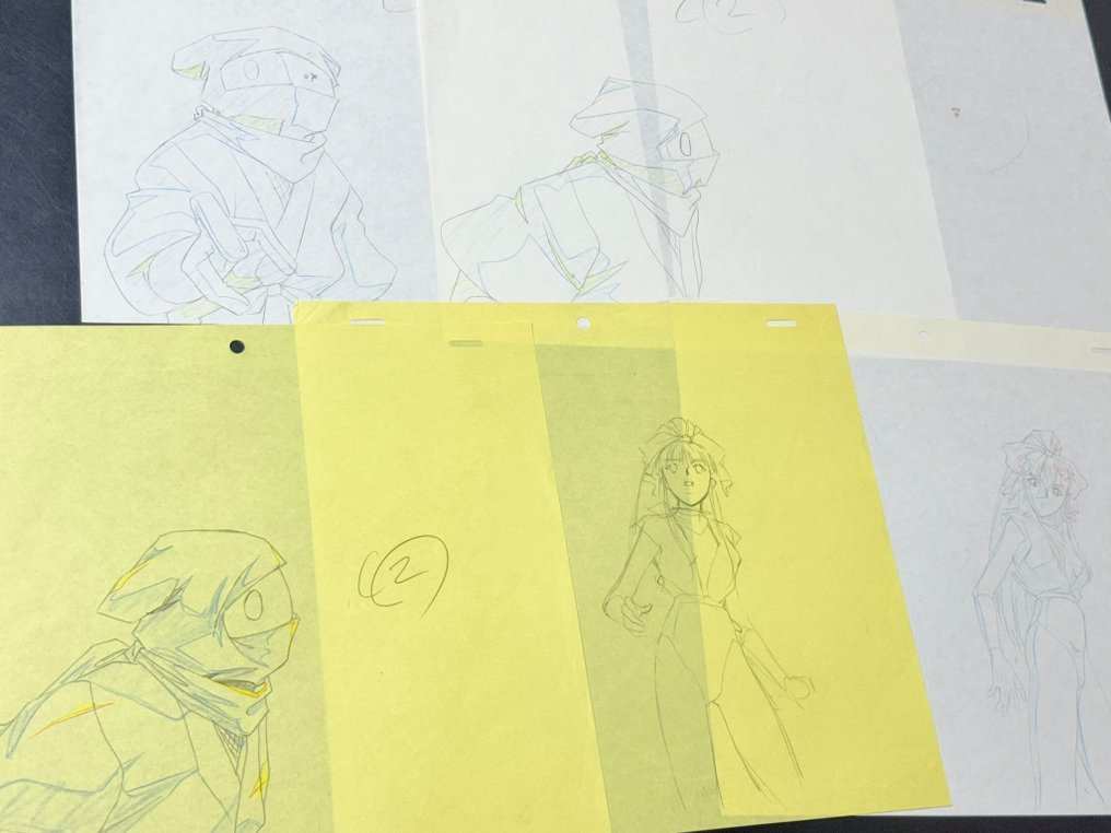 Studio Kikan - 6 x Original animation drawings, same scene! - La ☆ Blue Girl (OVA, 1992/93) #1.0