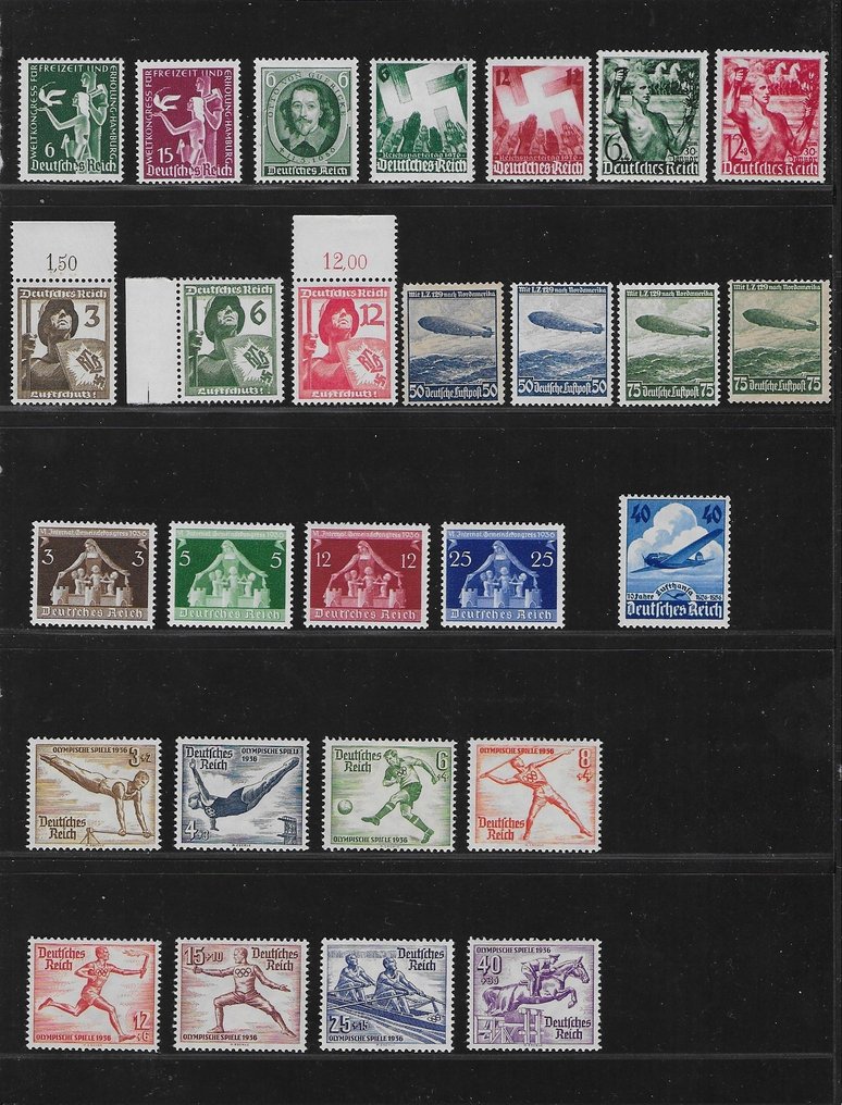 Cesarstwo Niemieckie 1935/1938 - Lepsze zestawy i pojedyncze sztuki oraz kilka ładnych odmian. - from Michel 580 / 661+15+ #3.2