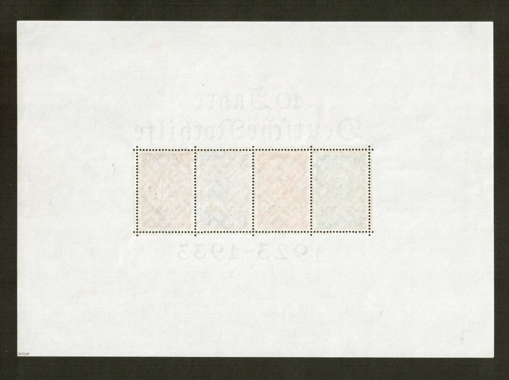 Cesarstwo Niemieckie 1933 - Nothilfe Block, Attest Schlegel - Michel Block 2 #2.1